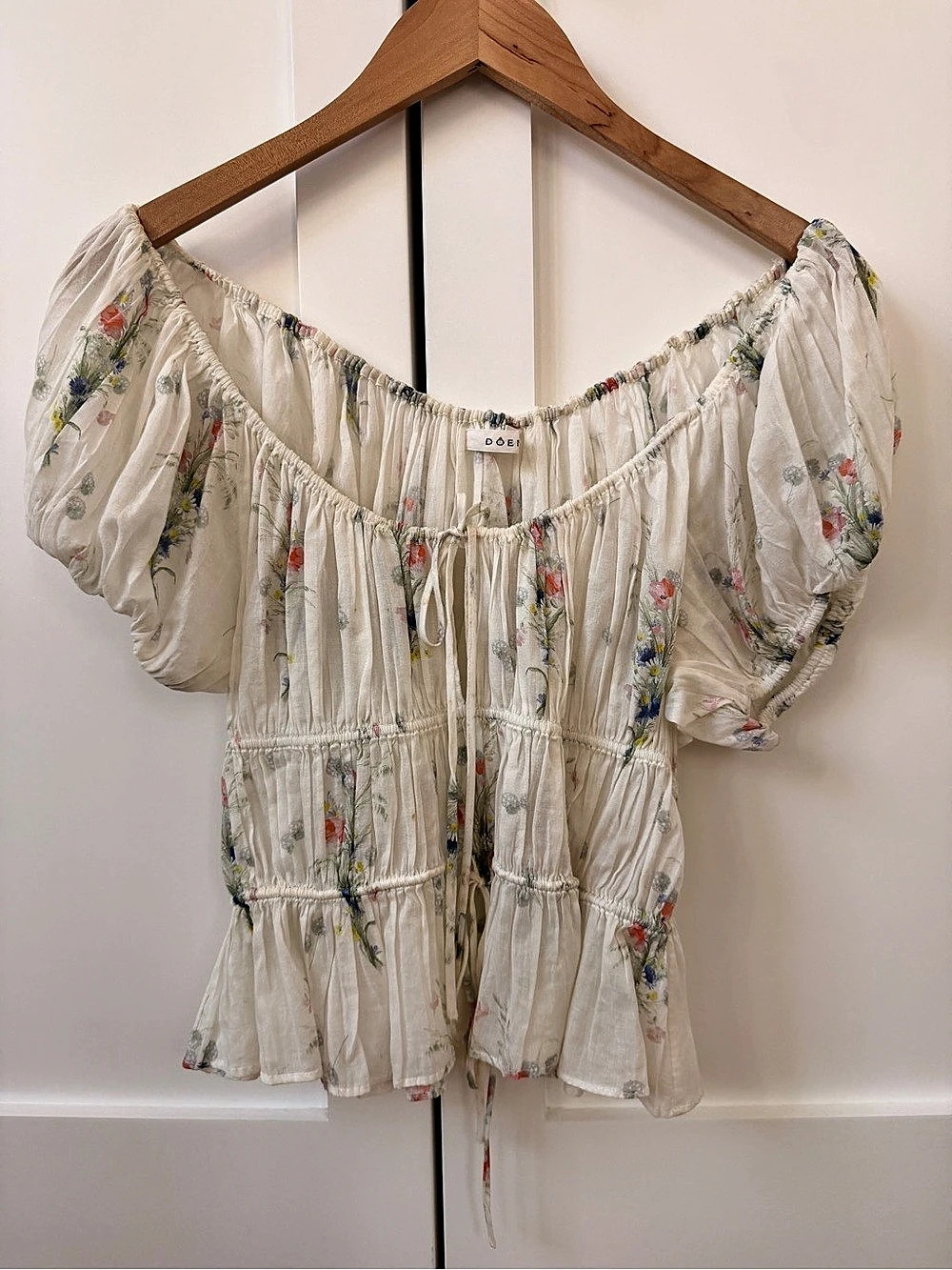 Doên Adine Rop Floral Puff Sleeve Blouse Size Medium